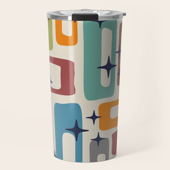 Retro Mid Century Modern Abstract Pattern 224 Atomic Googie Travel Mug Gallery Image 1