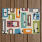 Retro Mid Century Modern Abstract Pattern 224 Atomic Googie Outdoor Rug Gallery Image 1