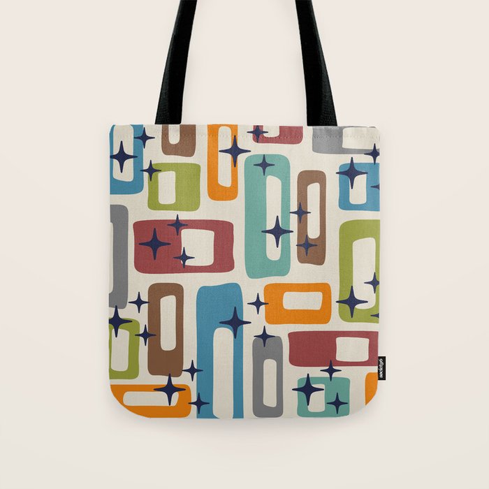 Retro Mid Century Modern Abstract Pattern 224 Atomic Googie Tote Bag Gallery Image 1