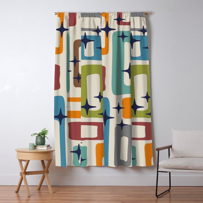 Retro Mid Century Modern Abstract Pattern 224 Atomic Googie Window Curtain Gallery Image 5