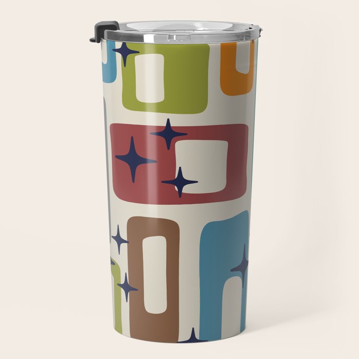 Retro Mid Century Modern Abstract Pattern 224 Atomic Googie Travel Mug Gallery Image 3