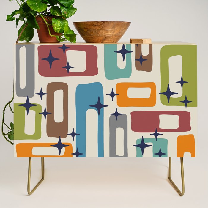 Retro Mid Century Modern Abstract Pattern 224 Atomic Googie Credenza Gallery Image 1
