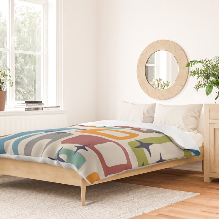 Retro Mid Century Modern Abstract Pattern 224 Atomic Googie Duvet Cover Gallery Image 2