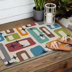 Retro Mid Century Modern Abstract Pattern 224 Atomic Googie Outdoor Rug Gallery Image 2