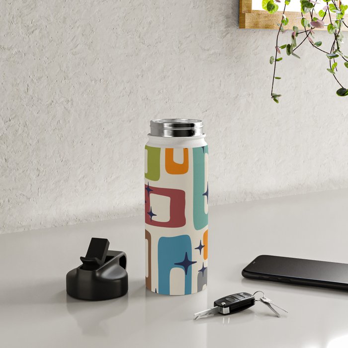 Retro Mid Century Modern Abstract Pattern 224 Atomic Googie Water Bottle Gallery Image 4