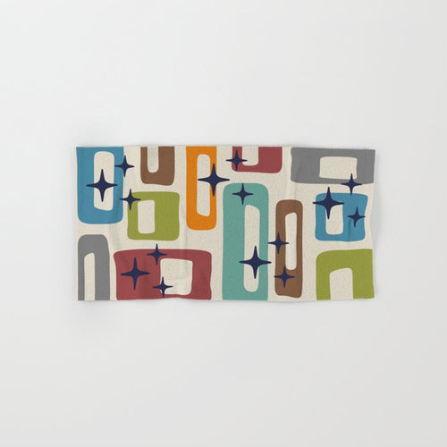 Retro Mid Century Modern Abstract Pattern 224 Atomic Googie Bath Towel