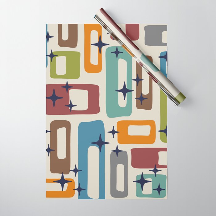 Retro Mid Century Modern Abstract Pattern 224 Atomic Googie Wrapping Paper Gallery Image 1
