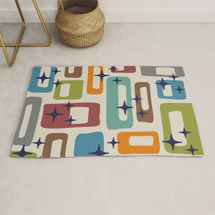 Retro Mid Century Modern Abstract Pattern 224 Atomic Googie Rug Gallery Image 1