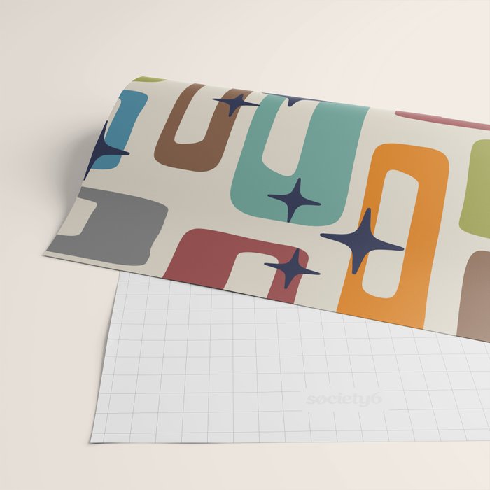 Retro Mid Century Modern Abstract Pattern 224 Atomic Googie Wrapping Paper Gallery Image 2
