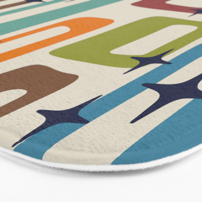 Retro Mid Century Modern Abstract Pattern 224 Atomic Googie Bath Mat Gallery Image 3