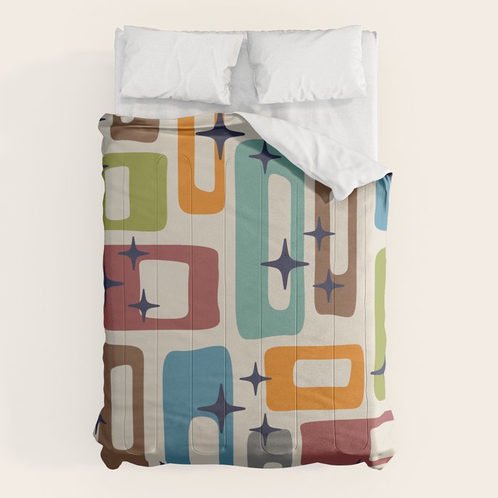 Retro Mid Century Modern Abstract Pattern 224 Atomic Googie Comforter Gallery Image 1