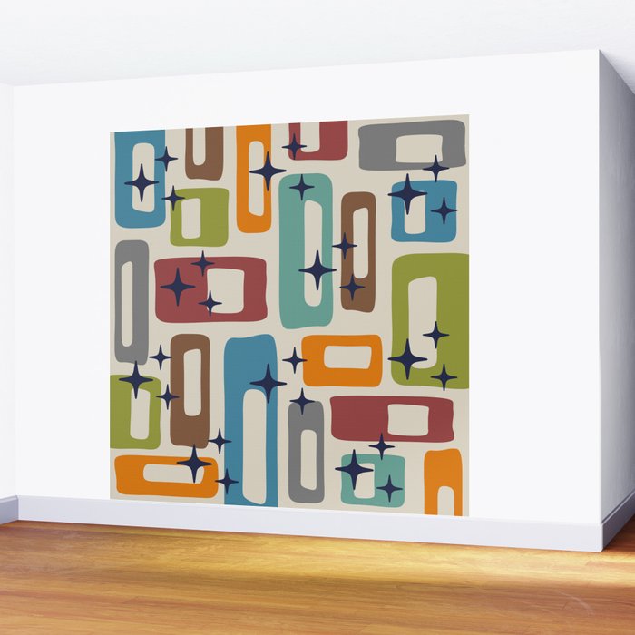Retro Mid Century Modern Abstract Pattern 224 Atomic Googie Wall Mural Gallery Image 2
