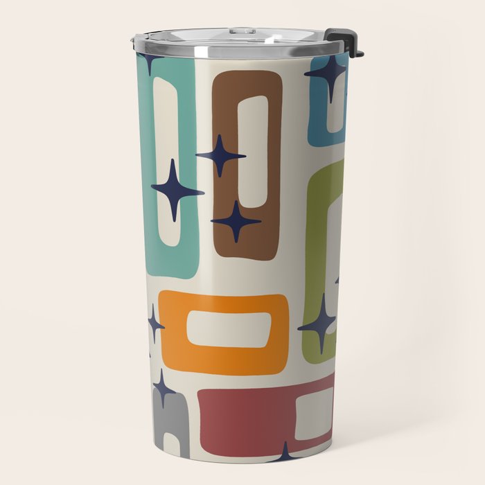 Retro Mid Century Modern Abstract Pattern 224 Atomic Googie Travel Mug Gallery Image 2