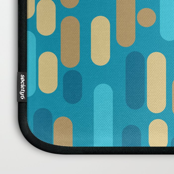 Morningside Heights Mid Century Modern Pattern in Peacock Blue and Gold Laptop Sleeve Gallery Image 3