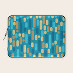 Morningside Heights Mid Century Modern Pattern in Peacock Blue and Gold Laptop Sleeve Gallery Image 1