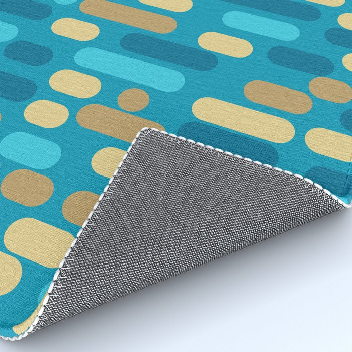 Morningside Heights Mid Century Modern Pattern in Peacock Blue and Gold Rug Gallery Image 4