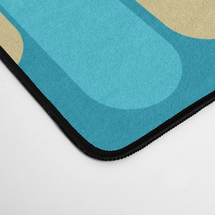 Morningside Heights Mid Century Modern Pattern in Peacock Blue and Gold Desk Mat Gallery Image 4