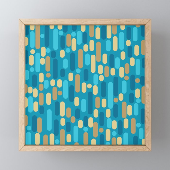 Morningside Heights Mid Century Modern Pattern in Peacock Blue and Gold Mini Art Print Gallery Image 1