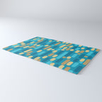 Morningside Heights Mid Century Modern Pattern in Peacock Blue and Gold Rug Gallery Image 3