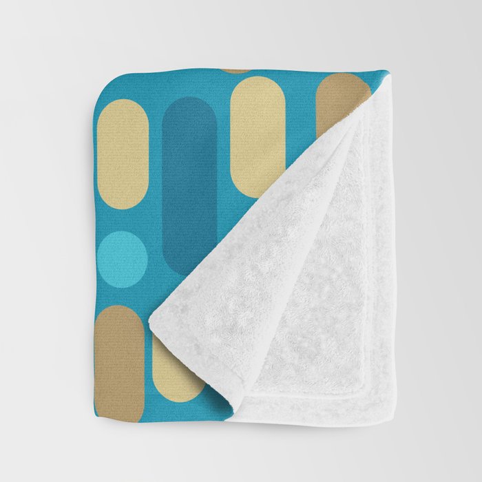 Morningside Heights Mid Century Modern Pattern in Peacock Blue and Gold Throw Blanket Gallery Image 3