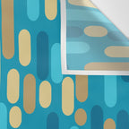 Morningside Heights Mid Century Modern Pattern in Peacock Blue and Gold Wall Tapestry Gallery Image 3