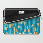 Morningside Heights Mid Century Modern Pattern in Peacock Blue and Gold Laptop Sleeve Gallery Image 2