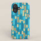 Morningside Heights Mid Century Modern Pattern in Peacock Blue and Gold iPhone Case Gallery Image 1