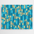 Morningside Heights Mid Century Modern Pattern in Peacock Blue and Gold Jigsaw Puzzle Gallery Image 1