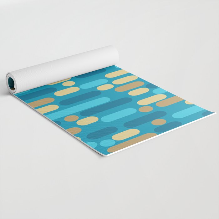 Morningside Heights Mid Century Modern Pattern in Peacock Blue and Gold Yoga Mat Gallery Image 2