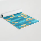 Morningside Heights Mid Century Modern Pattern in Peacock Blue and Gold Yoga Mat Gallery Image 2