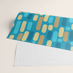 Morningside Heights Mid Century Modern Pattern in Peacock Blue and Gold Wrapping Paper Gallery Image 2