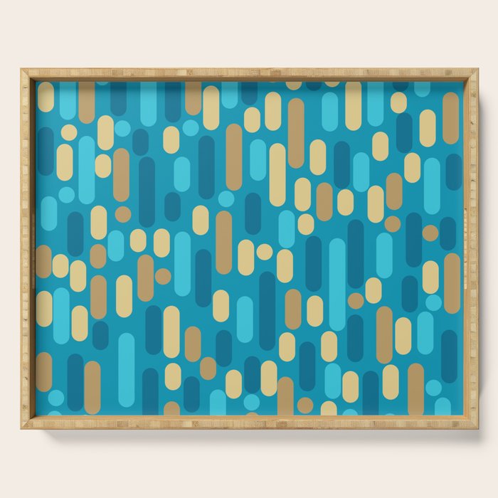 Morningside Heights Mid Century Modern Pattern in Peacock Blue and Gold Serving Tray Gallery Image 1