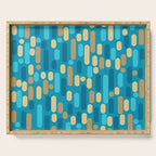 Morningside Heights Mid Century Modern Pattern in Peacock Blue and Gold Serving Tray Gallery Image 1