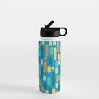 Morningside Heights Mid Century Modern Pattern in Peacock Blue and Gold Water Bottle Gallery Image 1