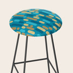 Morningside Heights Mid Century Modern Pattern in Peacock Blue and Gold Stool Gallery Image 2