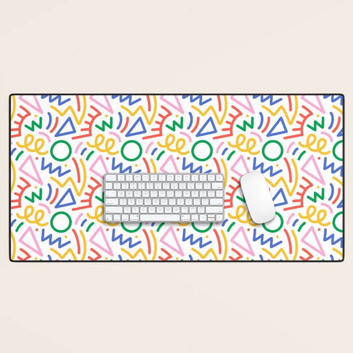 Fun colorful abstract line doodle art pattern Desk Mat Gallery Image 1