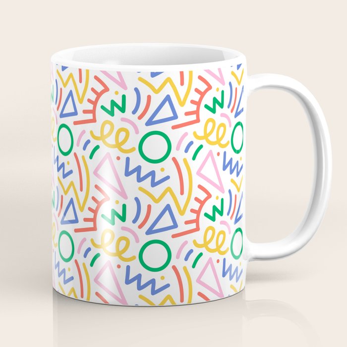 Fun colorful abstract line doodle art pattern Coffee Mug Gallery Image 1