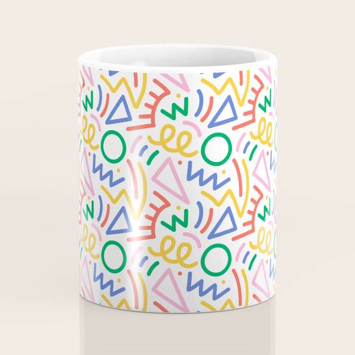 Fun colorful abstract line doodle art pattern Coffee Mug Gallery Image 4
