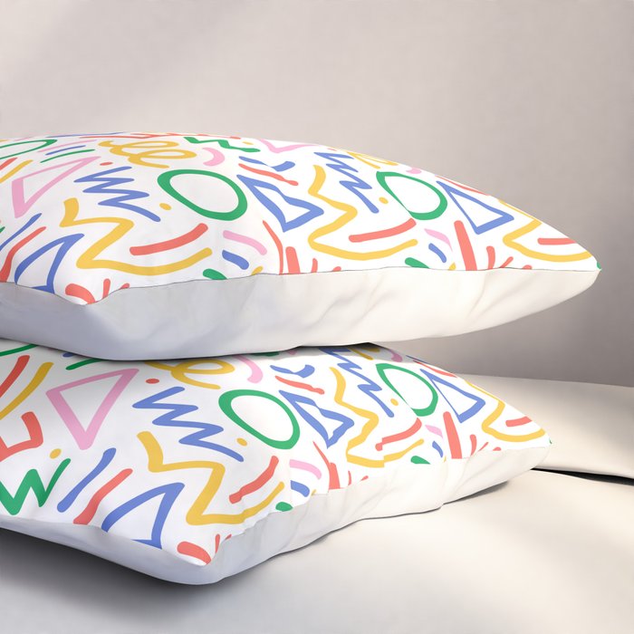 Fun colorful abstract line doodle art pattern Pillow Sham Gallery Image 3
