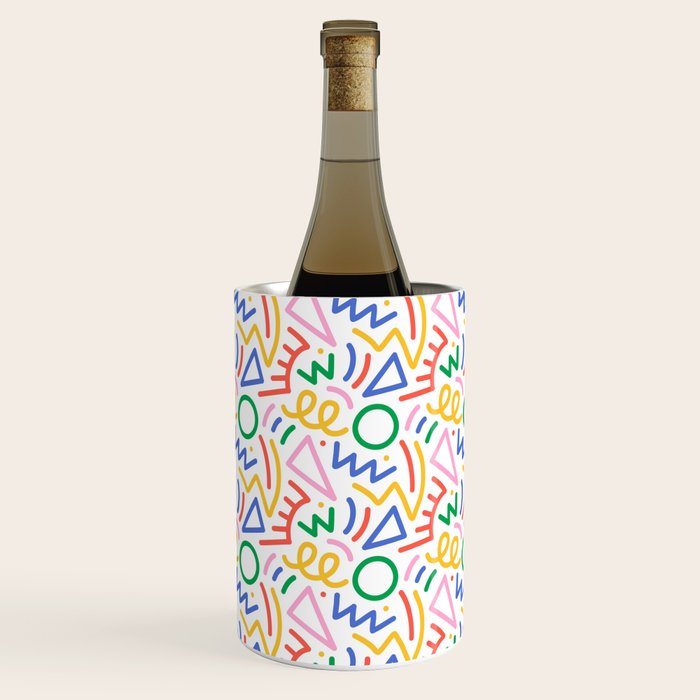 Fun colorful abstract line doodle art pattern Wine Chiller Gallery Image 3