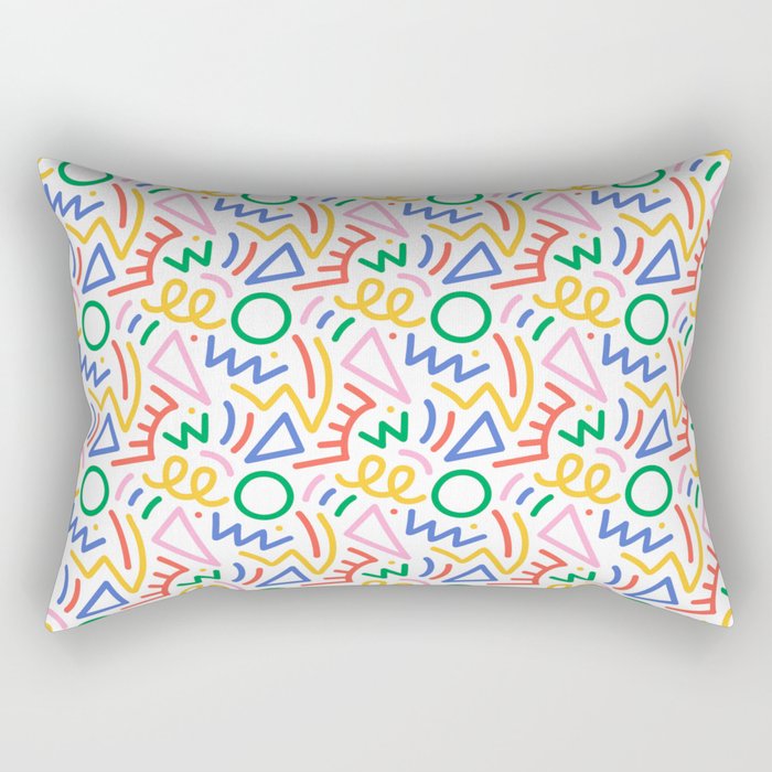 Fun colorful abstract line doodle art pattern Rectangular Pillow Gallery Image 2