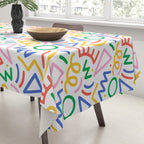 Fun colorful abstract line doodle art pattern Tablecloth Gallery Image 3