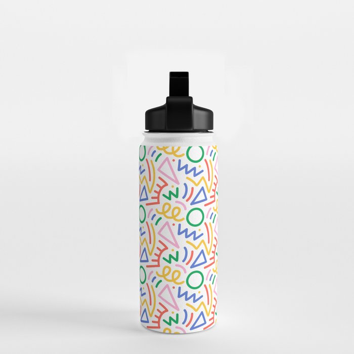 Fun colorful abstract line doodle art pattern Water Bottle Gallery Image 2