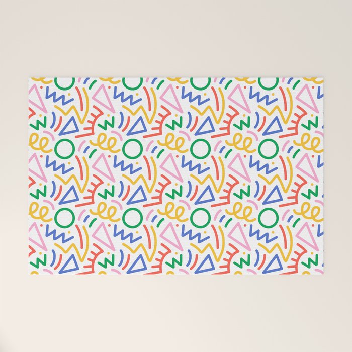 Fun colorful abstract line doodle art pattern Welcome Mat Gallery Image 1