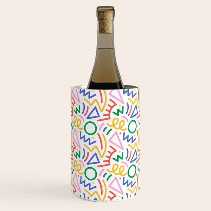 Fun colorful abstract line doodle art pattern Wine Chiller Gallery Image 2