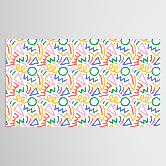 Fun colorful abstract line doodle art pattern Tablecloth Gallery Image 2