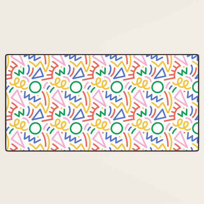 Fun colorful abstract line doodle art pattern Desk Mat Gallery Image 3
