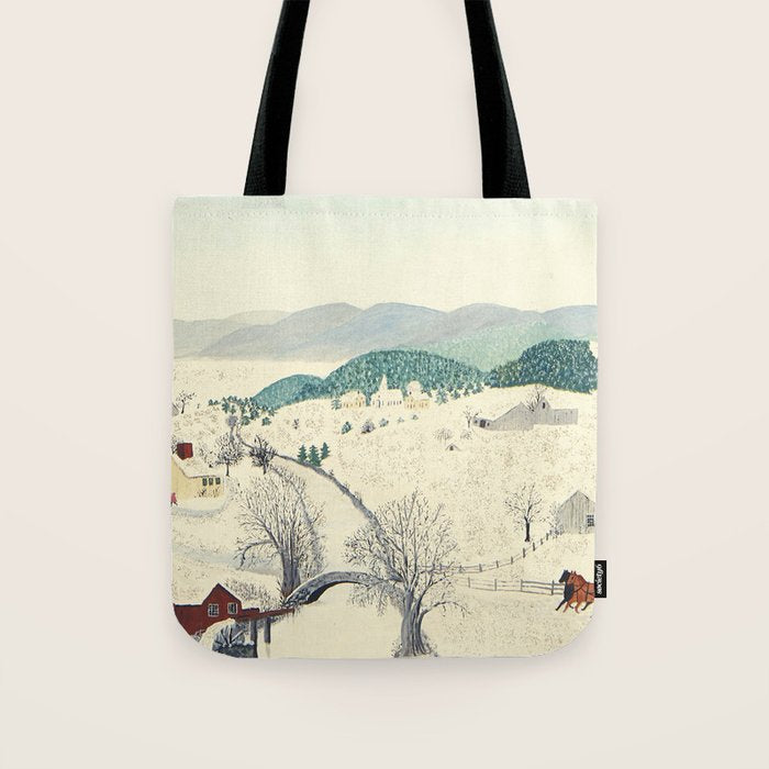 Anna Mary Robertson 'Grandma' Moses To Grandma's House We Go on Thanksgiving Day Folk Art Tote Bag Gallery Image 1