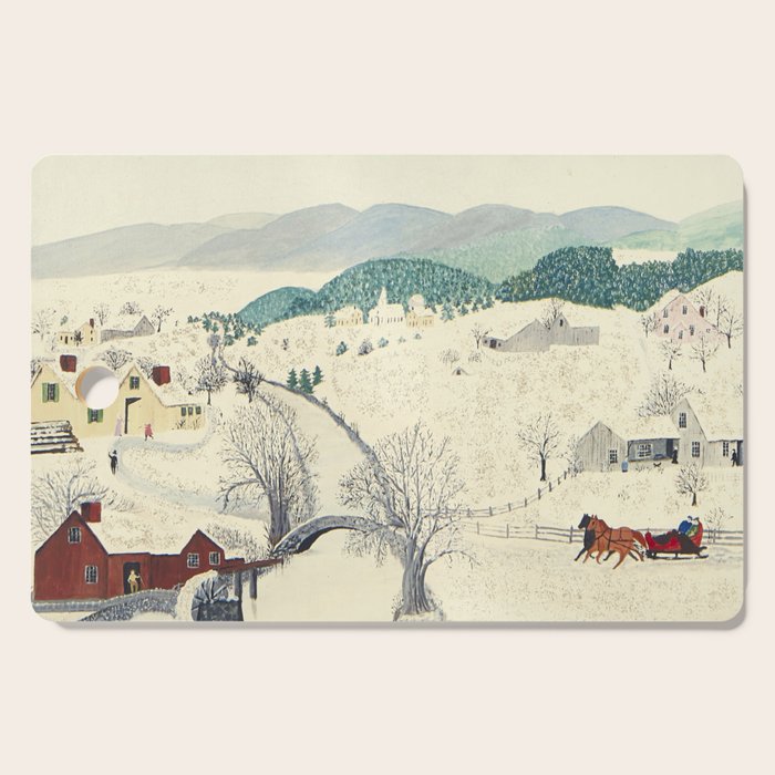 Anna Mary Robertson 'Grandma' Moses To Grandma's House We Go on Thanksgiving Day Folk Art Cutting Board Gallery Image 1
