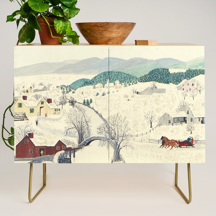 Anna Mary Robertson 'Grandma' Moses To Grandma's House We Go on Thanksgiving Day Folk Art Credenza Gallery Image 1